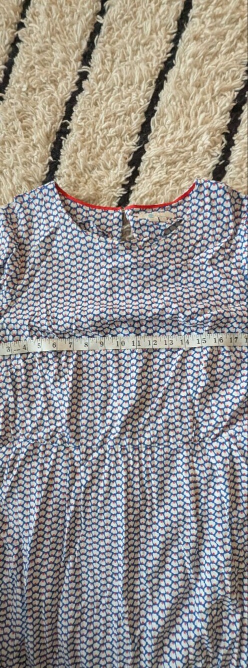Boden Blue Floral Print Blouse with White and Red Details - Picture 6 of 6